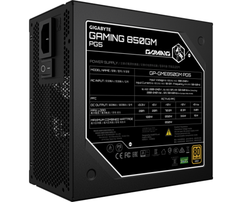 ספק כוח | GIGABYTE GME850GM PG5 | 850W Gold Fully Modular