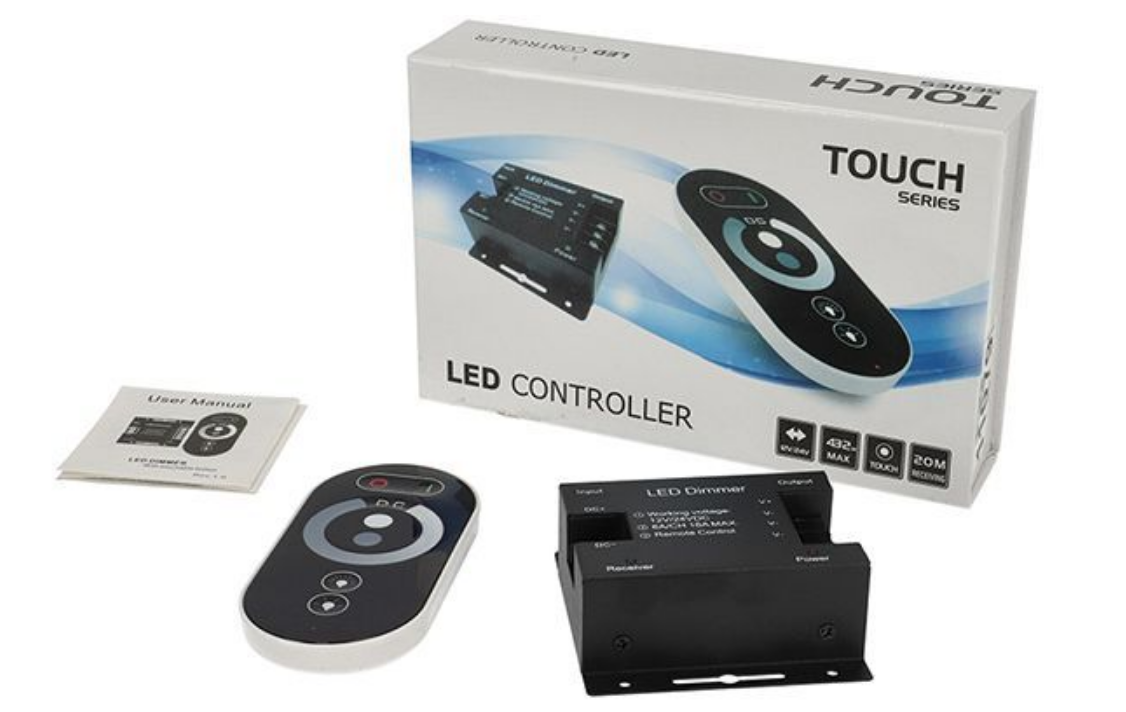 דימר TOUCH לתאורת LED צבע אחד, כולל שלט רחוק