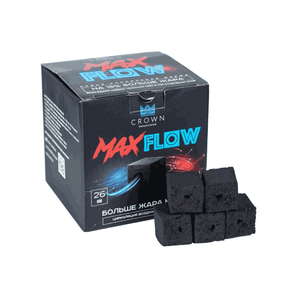 פחם קוקוס קראון 26.26.26 עם חור CRWON MAXFLOW – קרטון 20 ק"ג