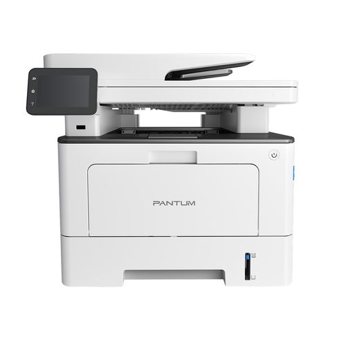 מדפסת לייזר משולבת Pantum BM5100FDW - מבט חזית עם מסך מגע ומזין מסמכים