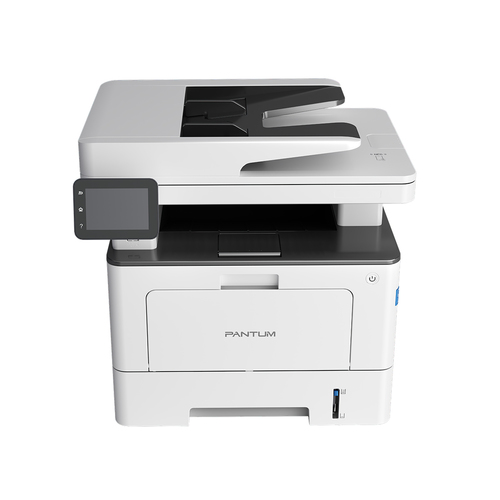 מדפסת לייזר משולבת Pantum BM5100FDW - מבט חזית מוגבה עם מזין מסמכים פתוח