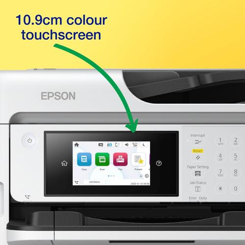 מדפסת משולבת צבע Epson WorkForce Pro WF-C5890DWF - תקריב מסך מגע ולוח בקרה