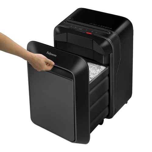 מגרסת נייר Fellowes Powershred LX210 שחורה, פח הגזרים נשלף החוצה