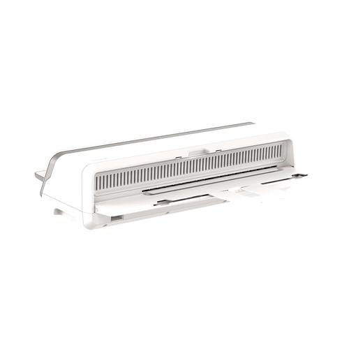 מכונת למינציה Fellowes Venus A3 לבנה, מבט אחורי-צדדי עם המכסה מורם