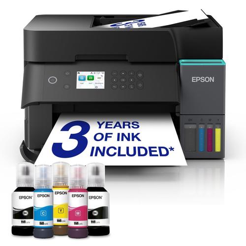 מדפסת Epson EcoTank L6370 - מבט חזית עם בקבוקי דיו