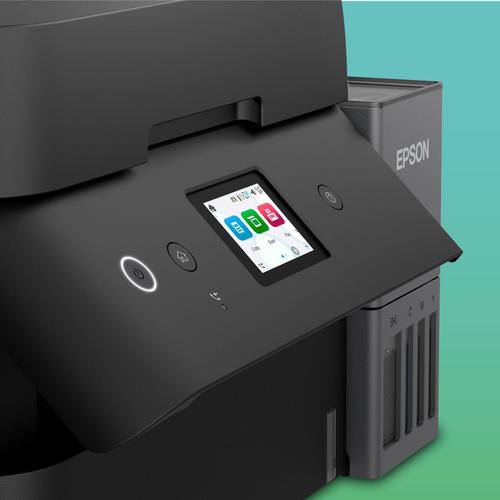 מדפסת Epson EcoTank L6390, תקריב של לוח הבקרה והמסך