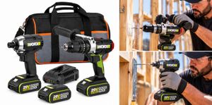 סט מברגת פוטר / מקדחה WU377.9 + מברגת אימפקט WE230.9  BRUSHLESS  WORX - 2 [  סוללות + מטען ]