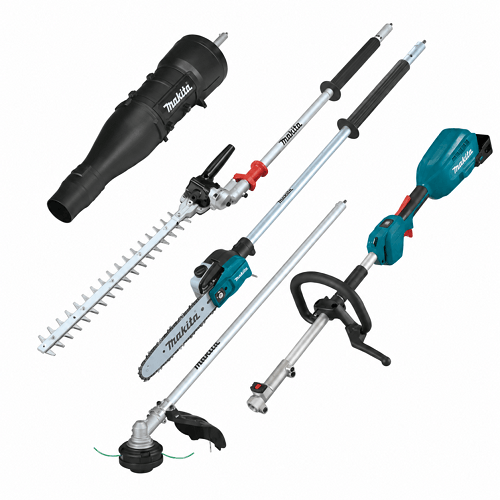 מערכת גינון נטענת Makita 18V LXT Brushless עם חרמש, מסור גובה, מגזמת ומפוח, ללא סוללה וללא מטען