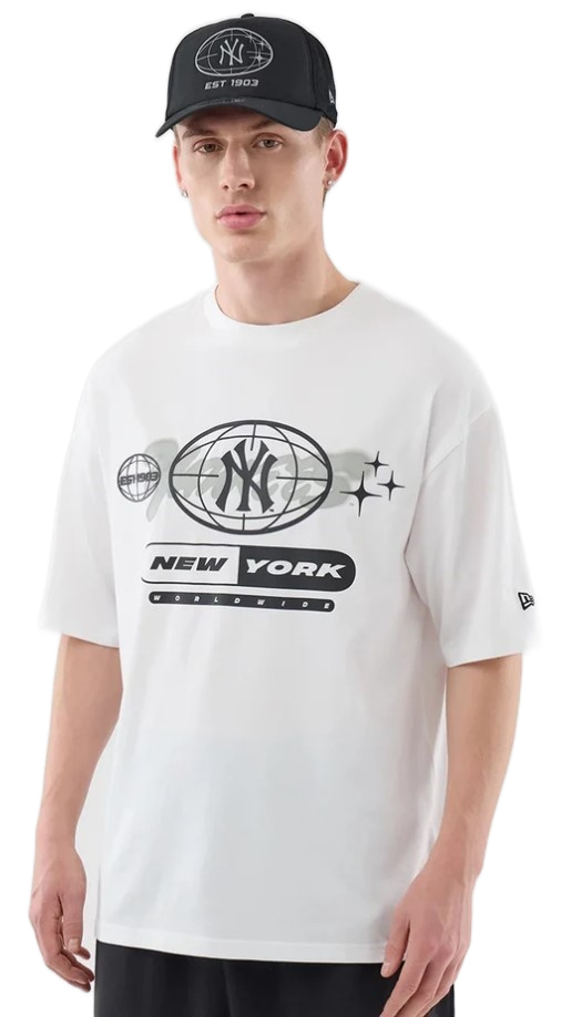 חולצת ניו ארה New Era MLB Logo Graphic White Oversized T-Shirt | גברים
