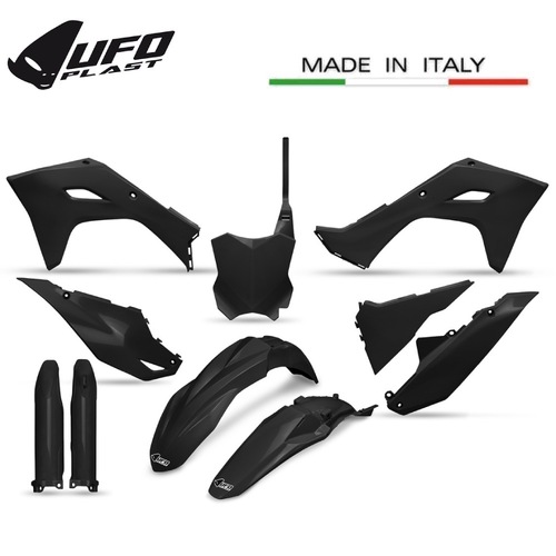 סט פלסטיקה UFO KAWASAKI KXF250 / KXF450 24-26 צבע שחור כולל מגיני בולם