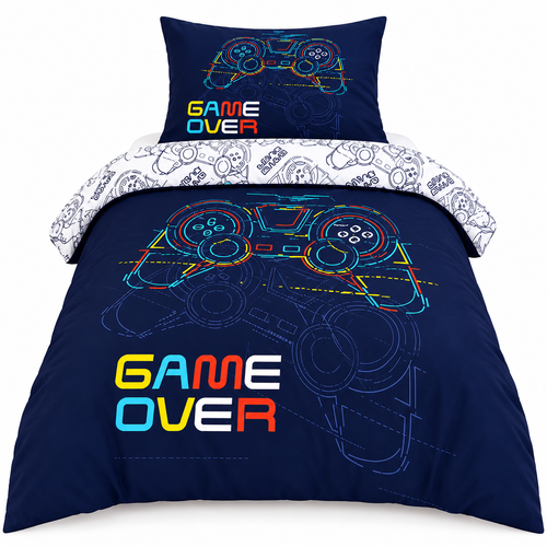 סט מצעים מיטה וחצי 100% כותנה - דגם GAME OVER