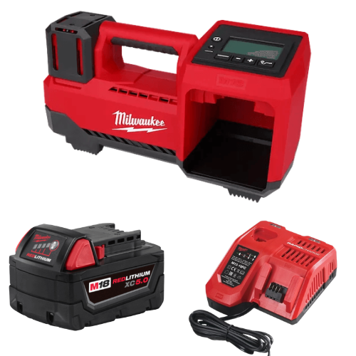 סט קומפרסור נטען מילווקי Milwaukee M18 2848-20 כולל סוללת 5Ah ומטען מהיר Rapid