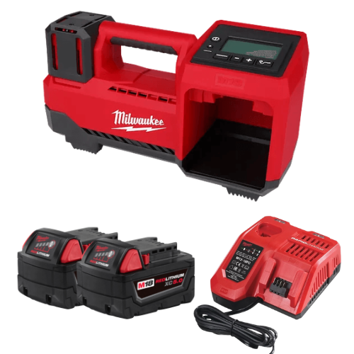 סט קומפרסור מילווקי נטען Milwaukee M18 2848-20 כולל 2 סוללות 5Ah ומטען 