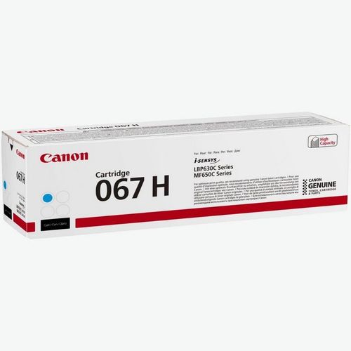 טונר מקורי Canon 067H ציאן (כחול) – אריזה בזווית שמאל