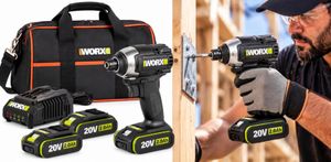 מברגת אימפקט מיני 20V BRUSHLESS מומנט פיתול Nm 230 סוללות*2 + מטען בארגז מקצועי WORX WE280.9.1