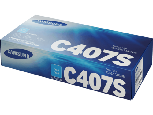 טונר מקורי Samsung CLT-C407S כחול – אריזה