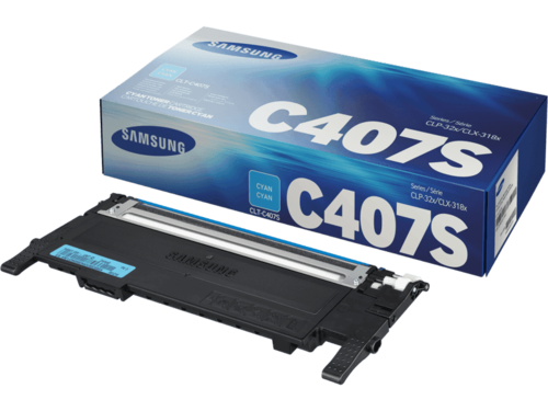 טונר מקורי Samsung CLT-C407S כחול – אריזה וקרטריג׳