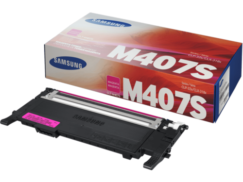 טונר מקורי Samsung CLT-M407S מגנטה – אריזה וקרטריג׳