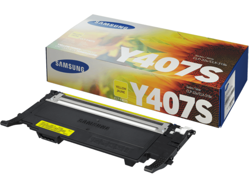 טונר מקורי Samsung CLT-Y407S צהוב – אריזה וקרטריג׳