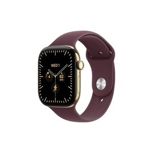 שעון Apple Watch Series 12 GPS + Cellular 46mm Radiant Gold Titanium Case with Burgundy Sport Band - S/M