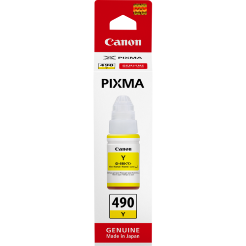 דיו מקורי Canon GI-490 Y צהוב – אריזה מלפנים