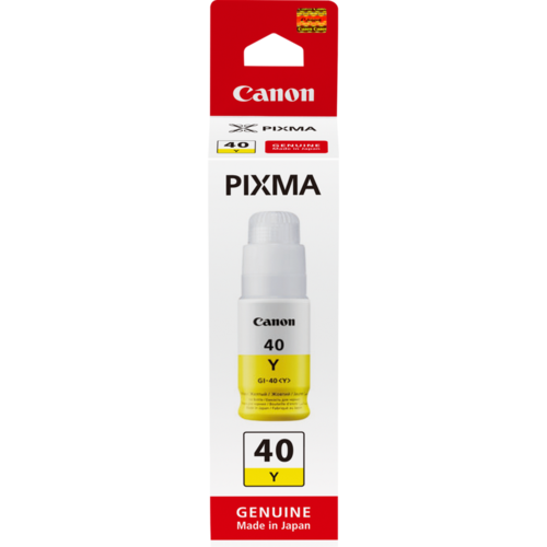 בקבוקון דיו מקורי Canon GI-40Y צהוב – אריזה, מבט קדמי