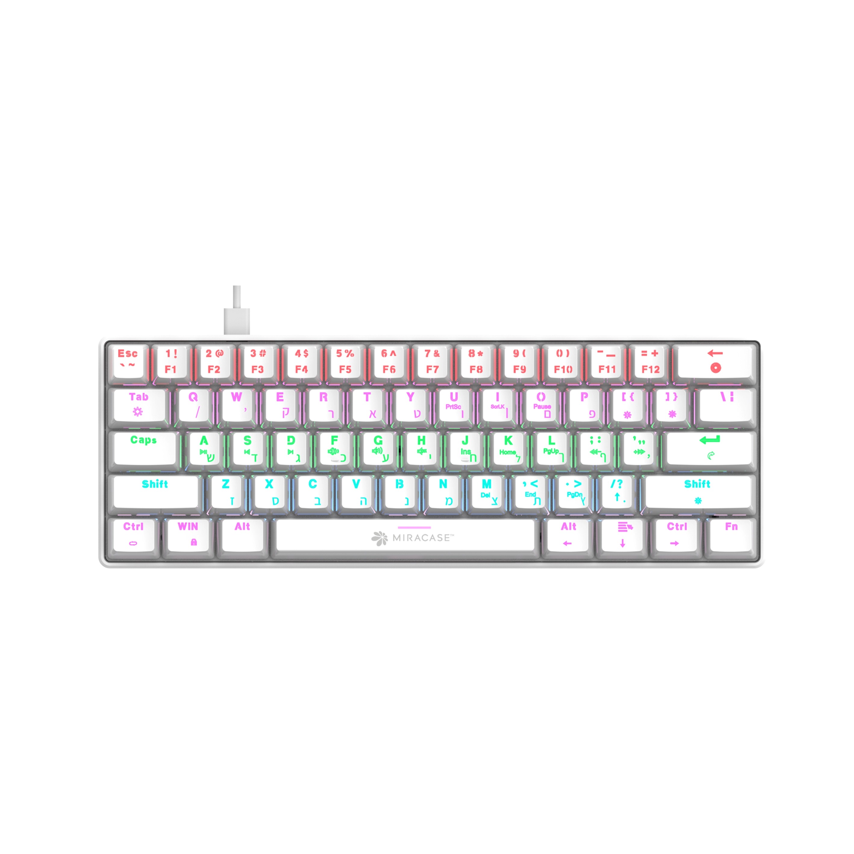 מקלדת מכנית חוטית צבע לבן Miracase MMCK100 RGB