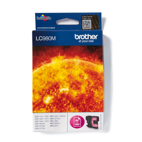 מחסנית דיו מקורית Brother LC980M מג׳נטה (אדום) – אריזה