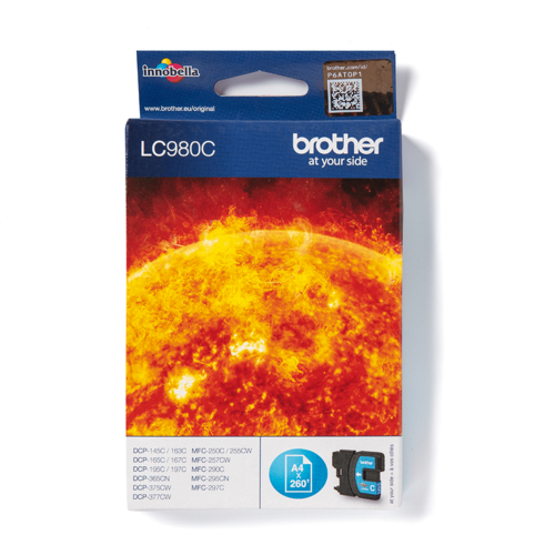 מחסנית דיו מקורית Brother LC980C כחול (ציאן) – אריזה