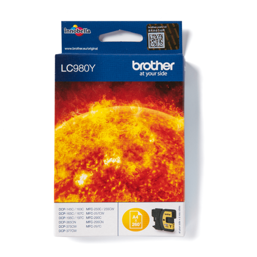 מחסנית דיו מקורית Brother LC980Y צהוב – אריזה