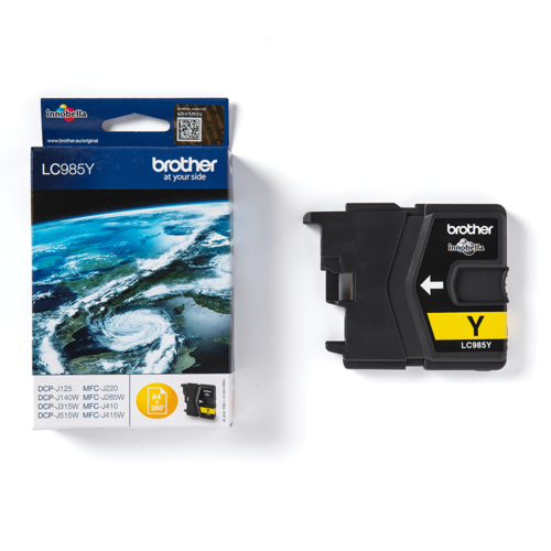מחסנית דיו מקורית Brother LC985Y צהוב – אריזה ומחסנית