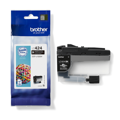 מחסנית דיו מקורית Brother LC424BK שחור – אריזה ומחסנית