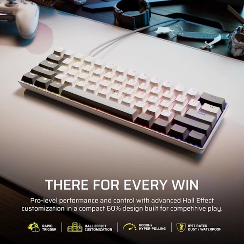מקלדת גיימינג חוטית צבע לבן Corsair Clipper Pro Mini 60 Hall Effect