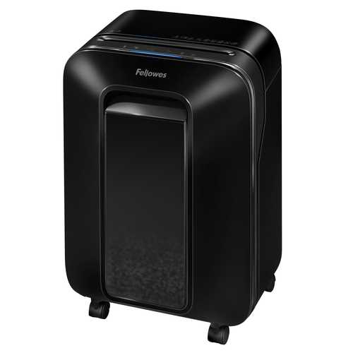 מגרסת נייר Fellowes Powershred LX200 שחורה - מבט זוויתי משמאל עם לוח בקרה