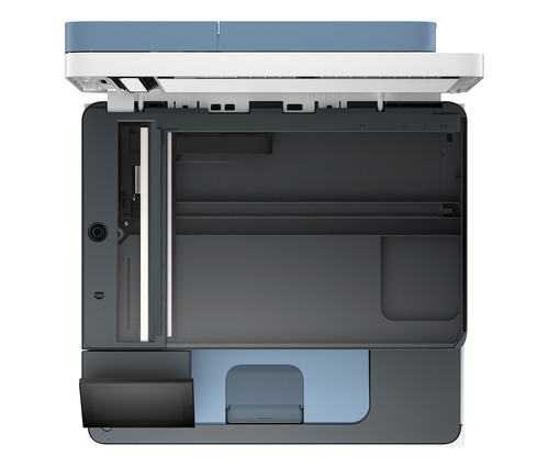 מדפסת לייזר צבעונית משולבת HP Color LaserJet Pro MFP 3302fdw - מבט עליון עם מכסה הסורק פתוח