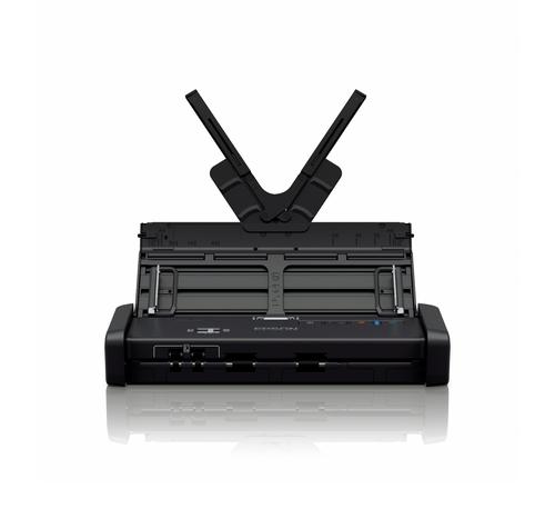 סורק מסמכים ניידים Epson WorkForce DS-310 – מבט חזית עם מגש ההזנה פתוח וריק