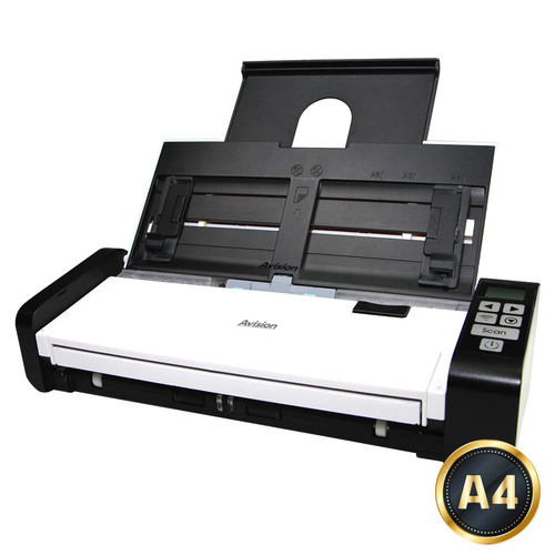 סורק מסמכים Avision AD215L, מבט אלכסוני עם מזין מסמכים פתוח