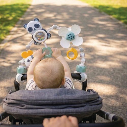 קשת פעילות גמישה ומתכווננת לעגלה ולטיולון עם שלל פעילויות וגירויים - ורוד