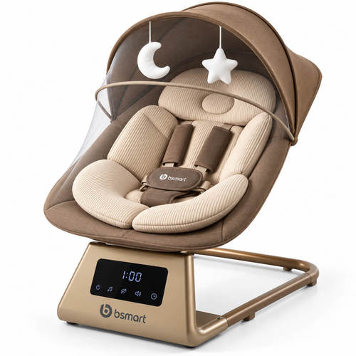 נדנדה וטרמפולינה חשמלית עם שלט 2 ב־1 חום Bsmart