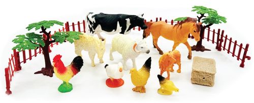 אוסף 10 חיות חווה הראשון שלי XL הכוללת מפת עולם, מקרא בעלי חיים ואביזרי נוף