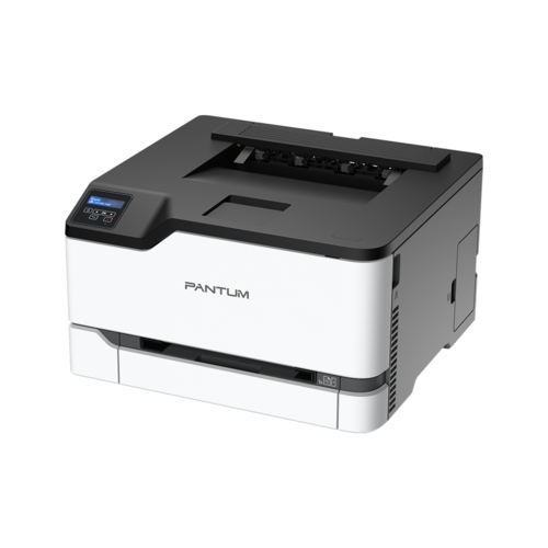 מדפסת לייזר צבעונית Pantum CP2200DW, מבט אלכסוני משמאל עם הצג והמגש