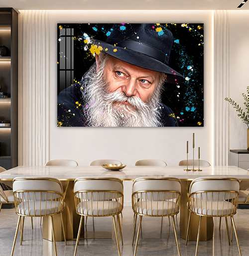 תמונות צדיקים - הרבי מליובאוויטש בעיצוב מרשים וצבעוני קנבס/זכוכית