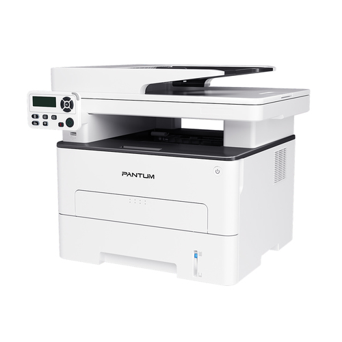 מדפסת לייזר משולבת שחור-לבן Pantum M7100DW – מבט אלכסוני, חזית וצד שמאל