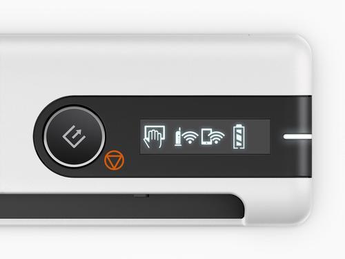 סורק נייד אלחוטי Epson WorkForce DS-80W – תקריב לוח הבקרה והצג