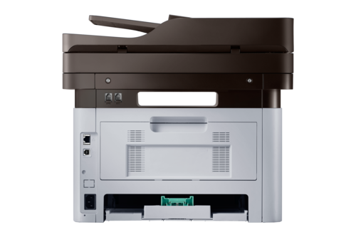 מדפסת לייזר משולבת Samsung Xpress SL-M2870FD שחור-לבן A4, מבט אחורי עם חיבורים