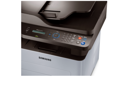 מדפסת לייזר משולבת Samsung Xpress SL-M2870FD, תקריב לוח בקרה ומזין מסמכים