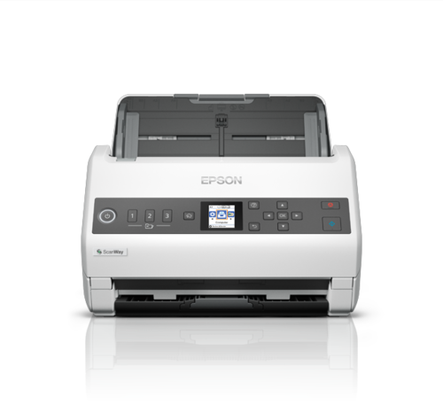 סורק רשת Epson WorkForce DS-730N – חזית עם מזין פתוח וללא נייר