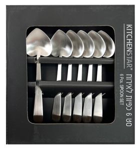 סט 6 כפיות בצורת לב – כסף מט, אריזת מתנה