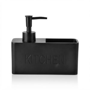 דיספנסר מלבני KITCHEN עם תא לספוג – שחור, 16 ס״מ