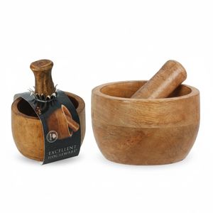 מכתש ועלי קלאסי מעץ מנגו טבעי – Excellent Houseware